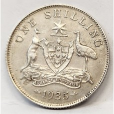 AUSTRALIA 1935 . ONE 1 SHILLING . 8 PEARLS . FULL CENTRE DIAMOND